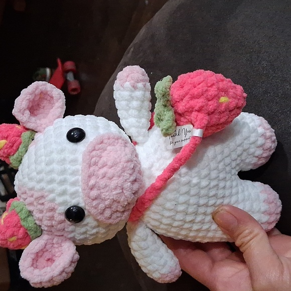 Cute Plush Cow with Strawberry Bag